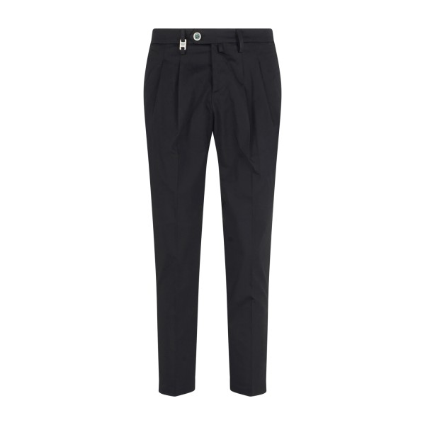 Barbati - Pantalone nero Oliver in cotone leggero con doppia pence over fit per