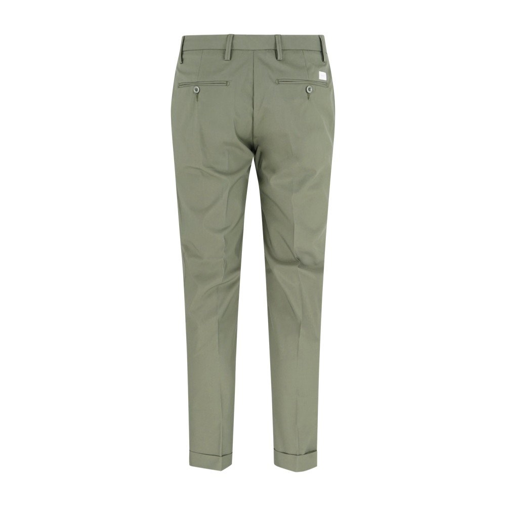 Barbati - Pantalone verde Gregory in cotone leggero con pence e coulisse per