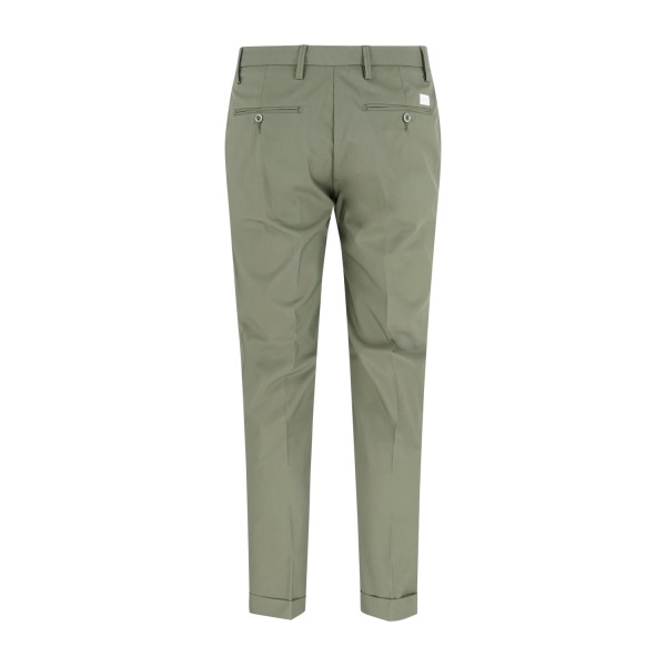 Barbati - Pantalone verde Gregory in cotone leggero con pence e coulisse per
