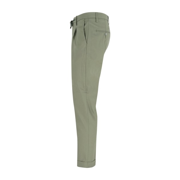 Barbati - Pantalone verde Gregory in cotone leggero con pence e coulisse per