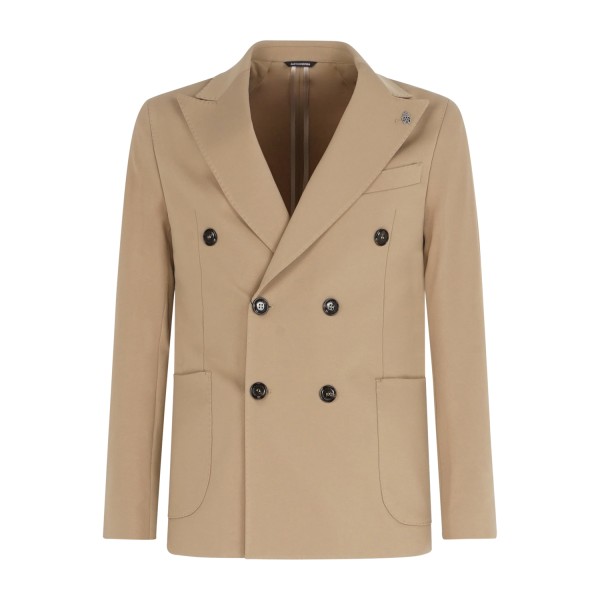 Daniele Alessandrini - Abito beige doppiopetto con rever a lancia per uomo |