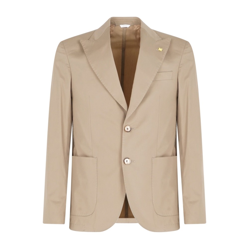 Alessandro Gilles - Abito beige monopetto sfoderato in cotone tasca a toppa per