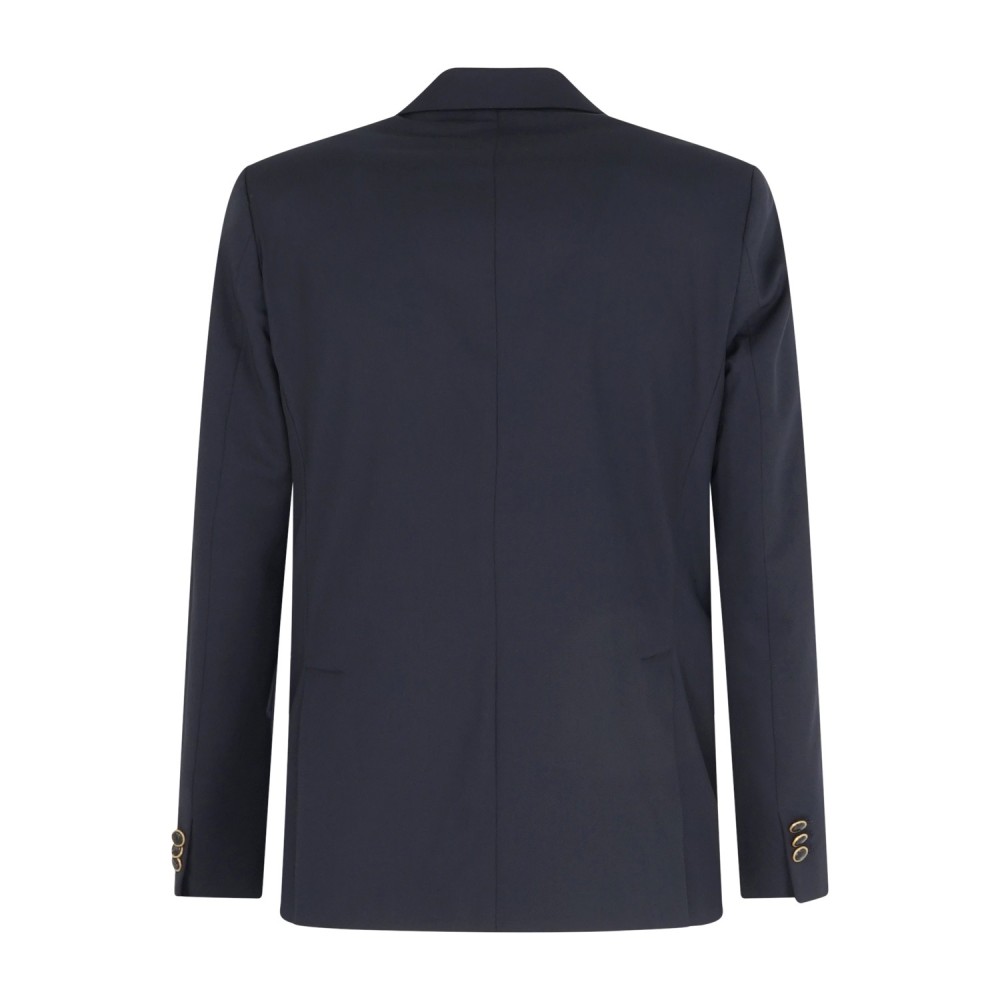 Marsem - Abito blu doppiopetto basso in frescolana con pantalone palazzo per