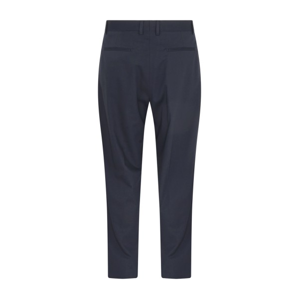 Marsem - Abito blu doppiopetto basso in frescolana con pantalone palazzo per