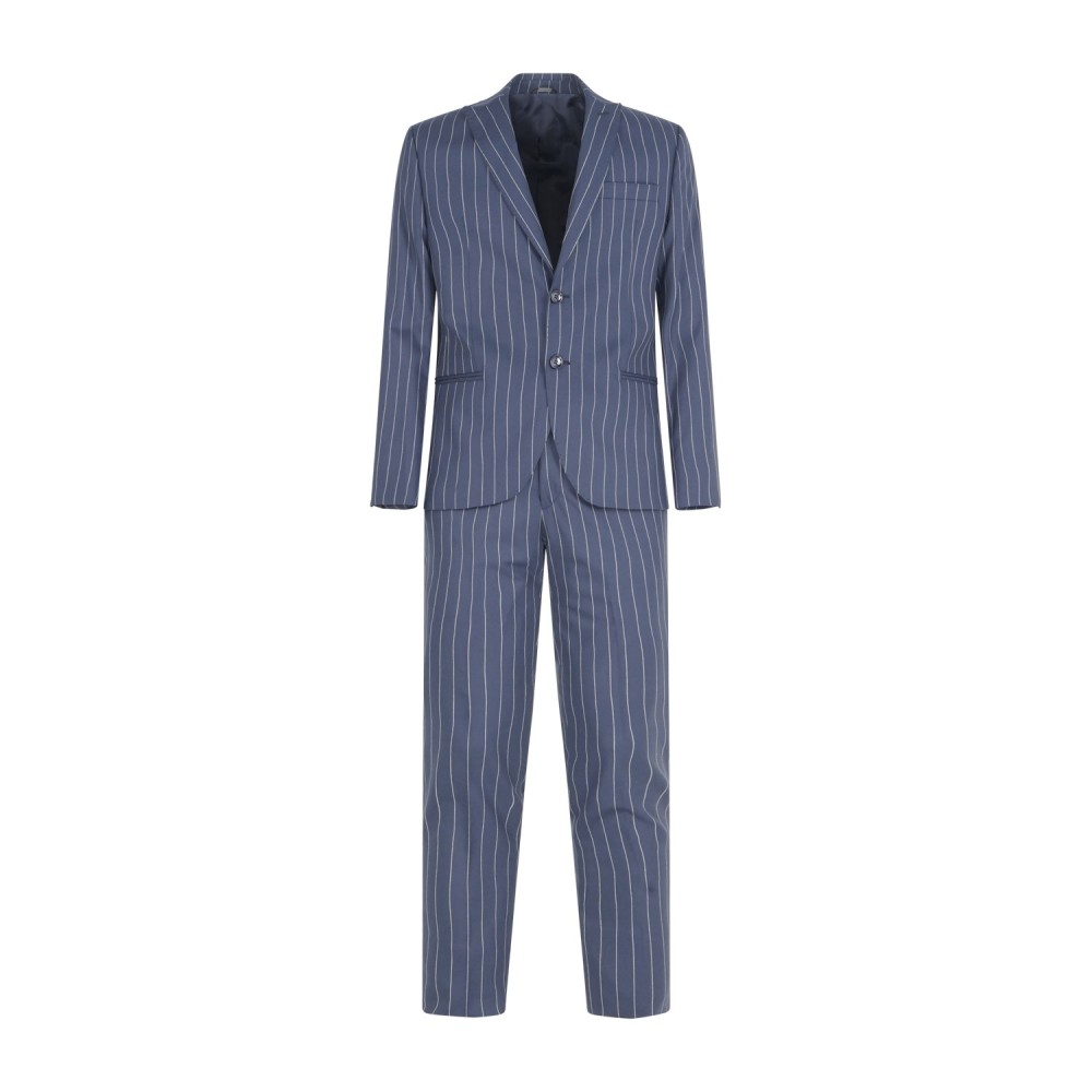 Havana & Co - Abito blu monopetto a righe con rever a lancia per uomo | h5248
