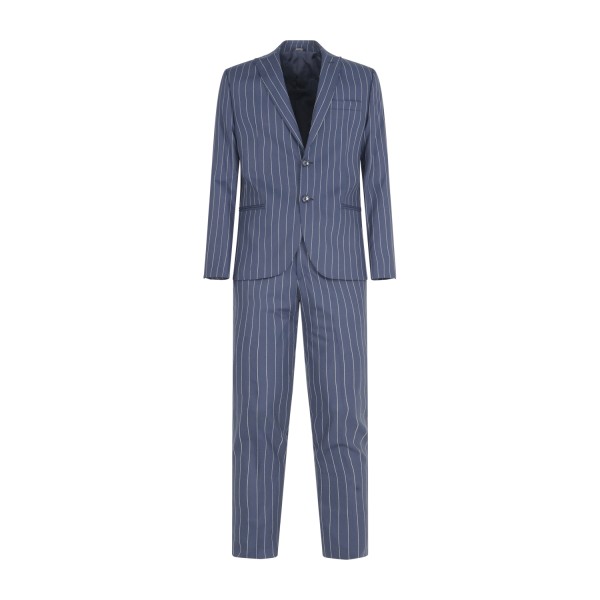 Havana & Co - Abito blu monopetto a righe con rever a lancia per uomo | h5248