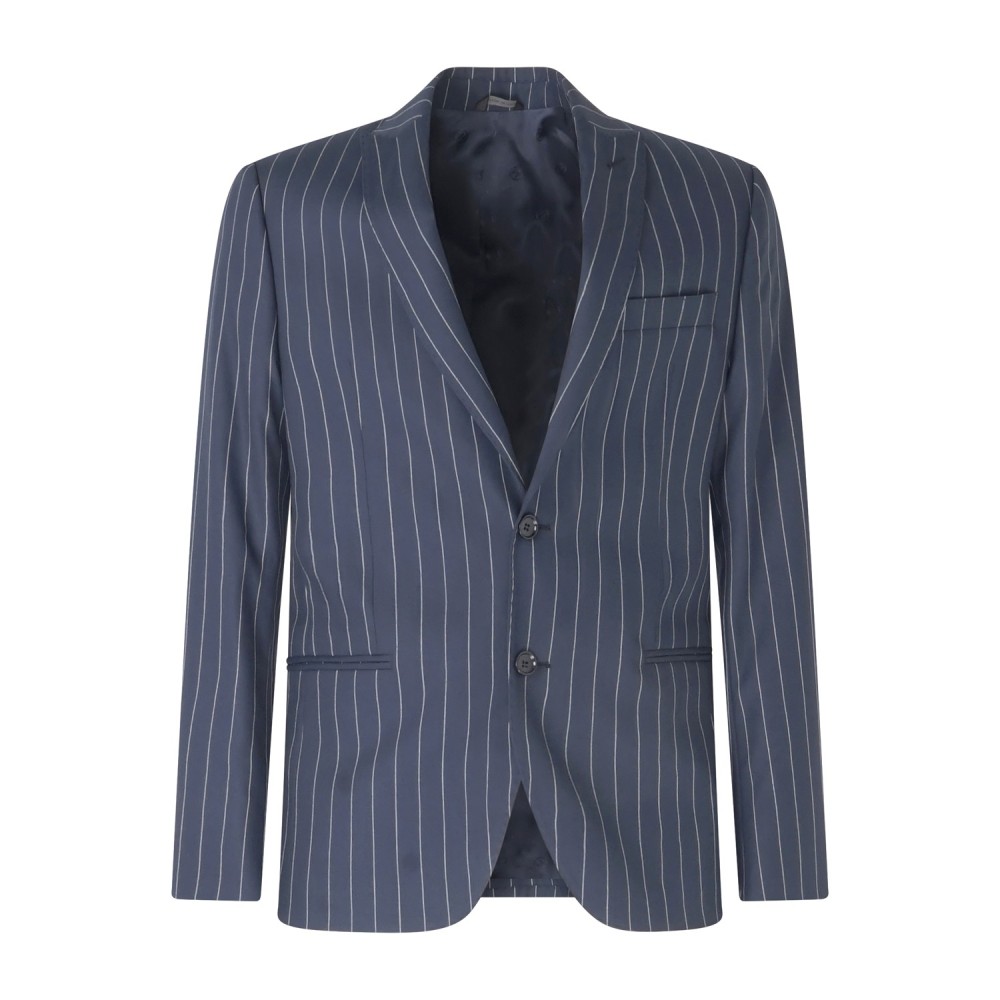 Havana & Co - Abito blu monopetto a righe con rever a lancia per uomo | h5248