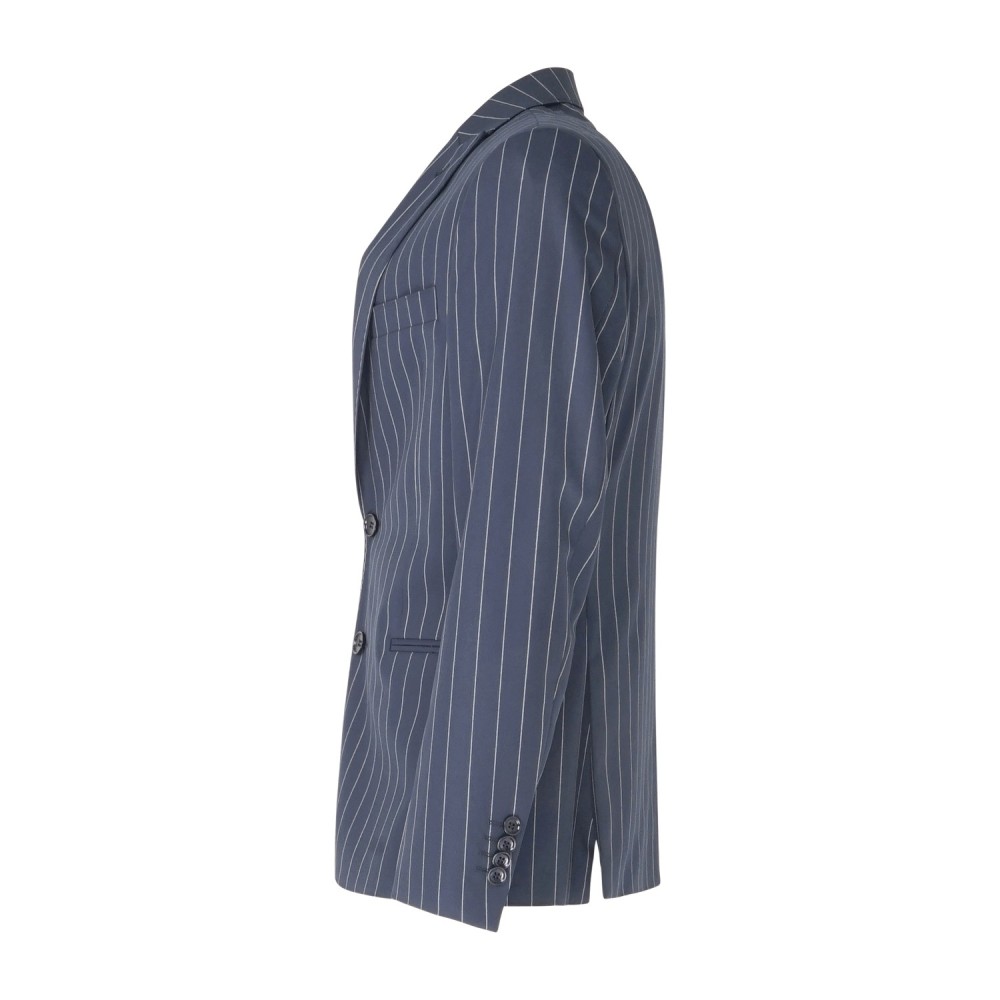 Havana & Co - Abito blu monopetto a righe con rever a lancia per uomo | h5248