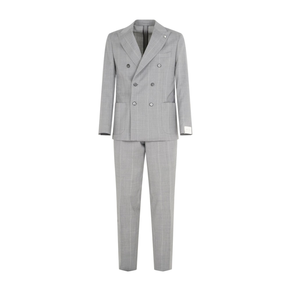 L.B.M. 1911 - Abito grigio Tom doppiopetto a righe in frescolana per uomo |