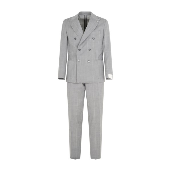 L.B.M. 1911 - Abito grigio Tom doppiopetto a righe in frescolana per uomo |