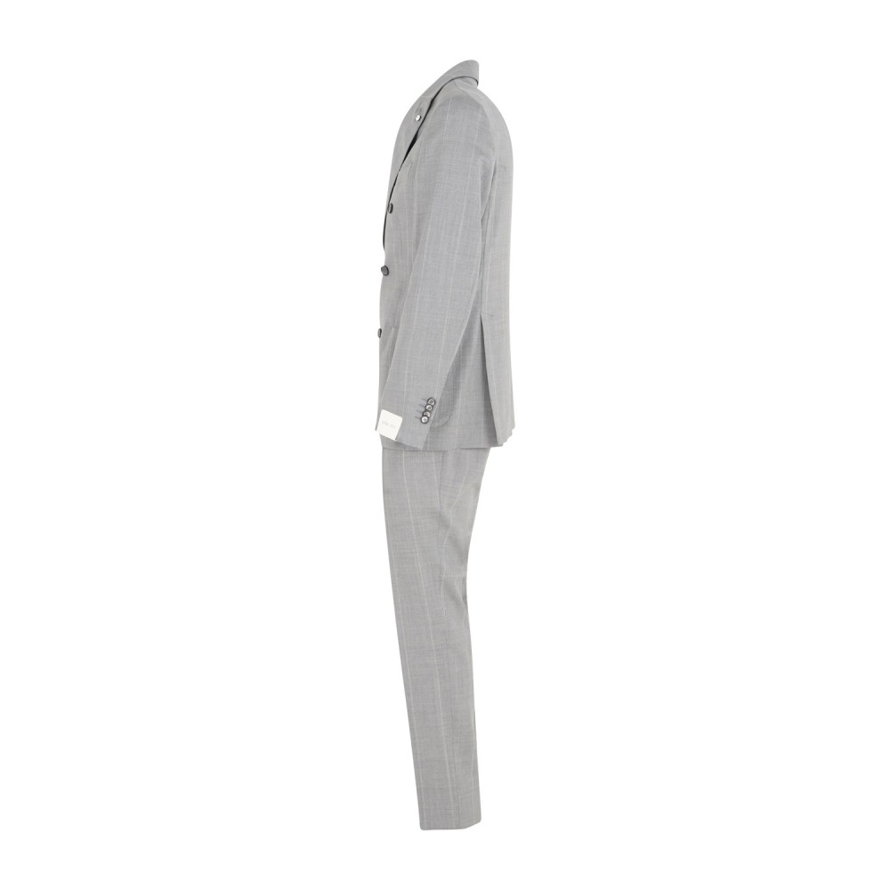 L.B.M. 1911 - Abito grigio Tom doppiopetto a righe in frescolana per uomo |