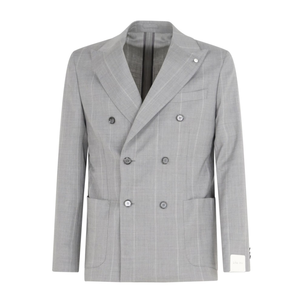 L.B.M. 1911 - Abito grigio Tom doppiopetto a righe in frescolana per uomo |