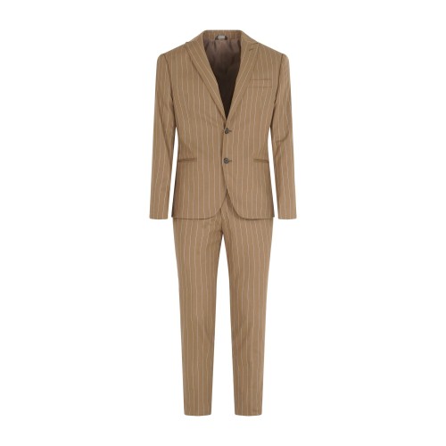 Havana & Co - Abito marrone monopetto a righe con rever a lancia per uomo |