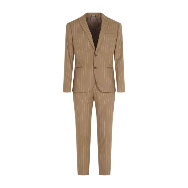 Havana & Co - Abito marrone monopetto a righe con rever a lancia per uomo |