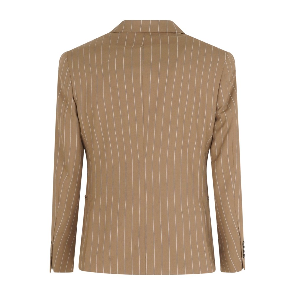 Havana & Co - Abito marrone monopetto a righe con rever a lancia per uomo |