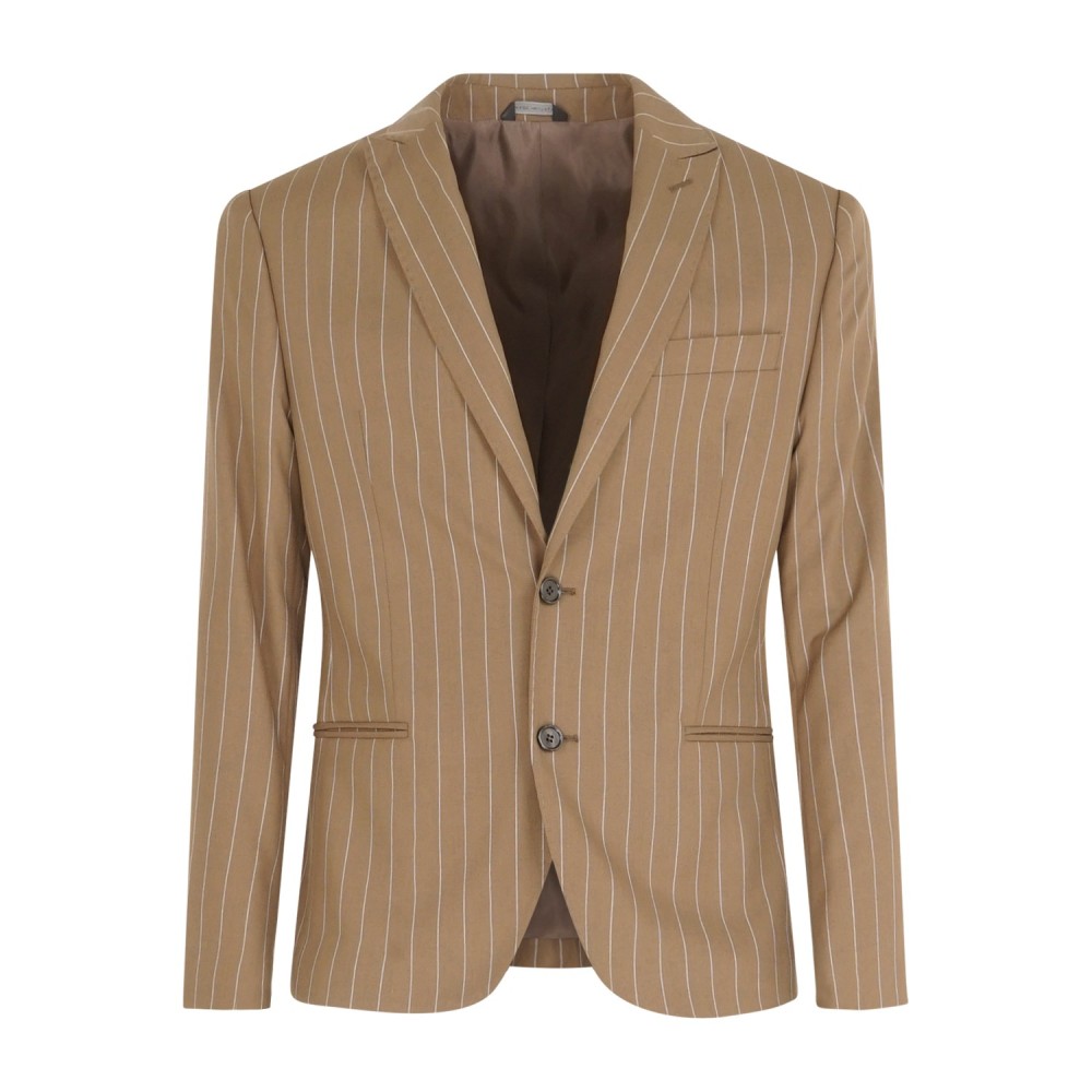 Havana & Co - Abito marrone monopetto a righe con rever a lancia per uomo |