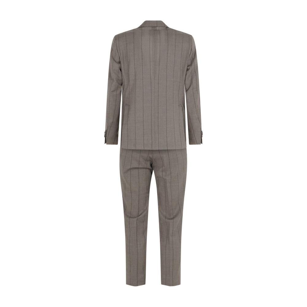 L.B.M. 1911 - Abito marrone Steve monopetto a righe in frescolana per uomo |