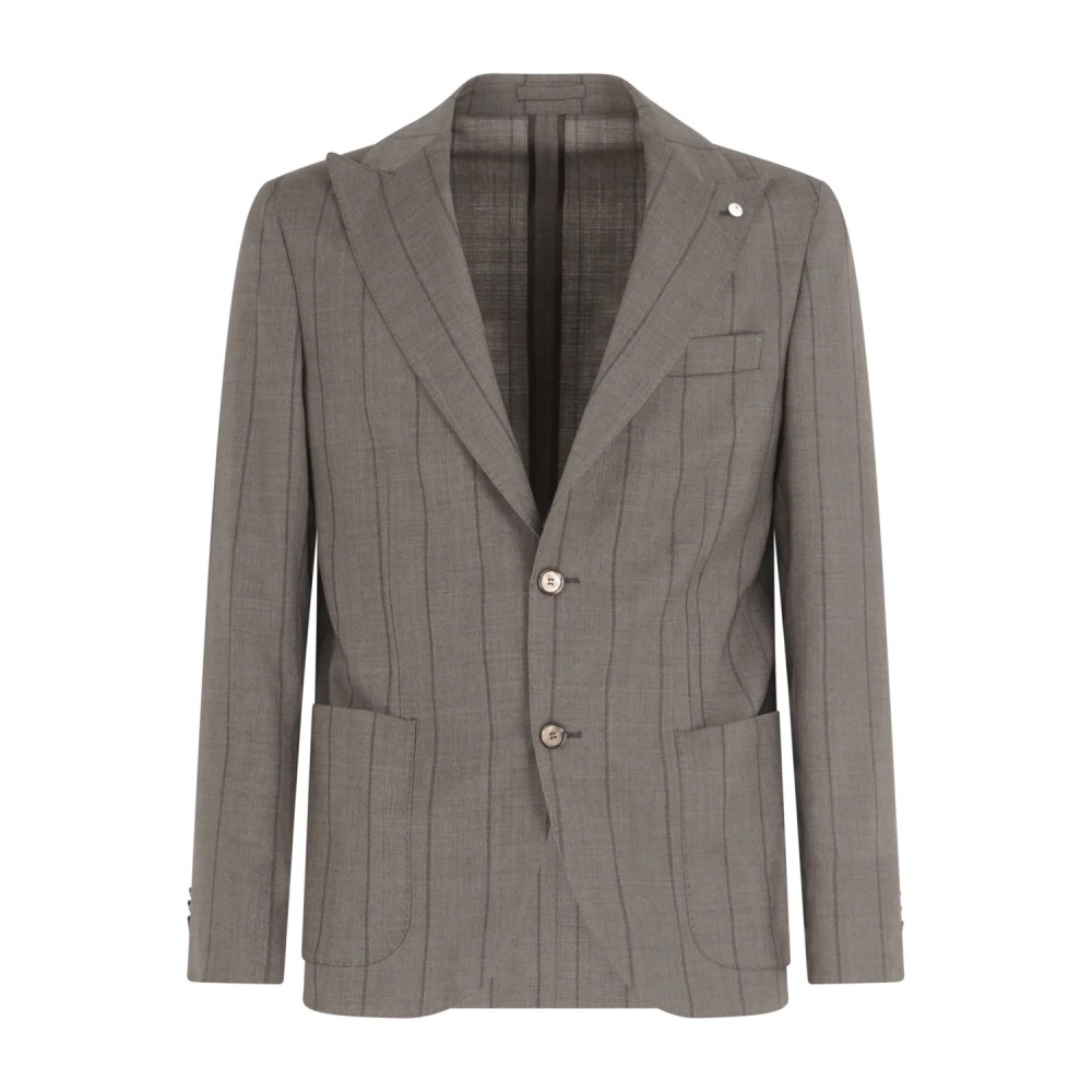 L.B.M. 1911 - Abito marrone Steve monopetto a righe in frescolana per uomo |