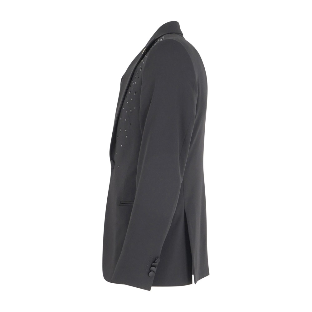 Angelo Toma - Abito nero smoking monopetto con decorazioni per uomo |