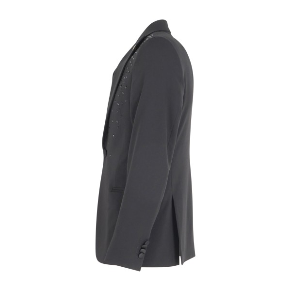 Angelo Toma - Abito nero smoking monopetto con decorazioni per uomo |