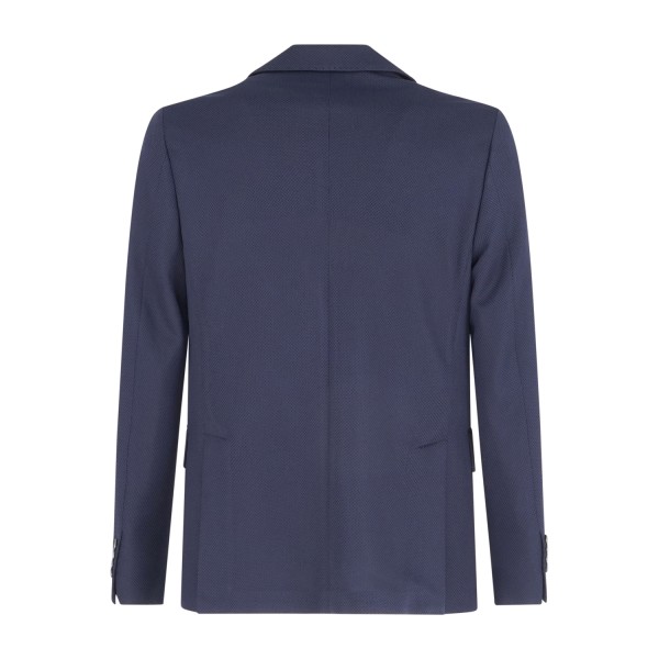 Havana & Co - Giacca blu monopetto in jersey con lavorazione in Drop 4 per uomo