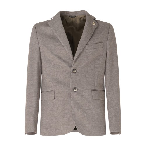 Havana & Co - Giacca marrone monopetto in jersey con lavorazione in Drop 4 per