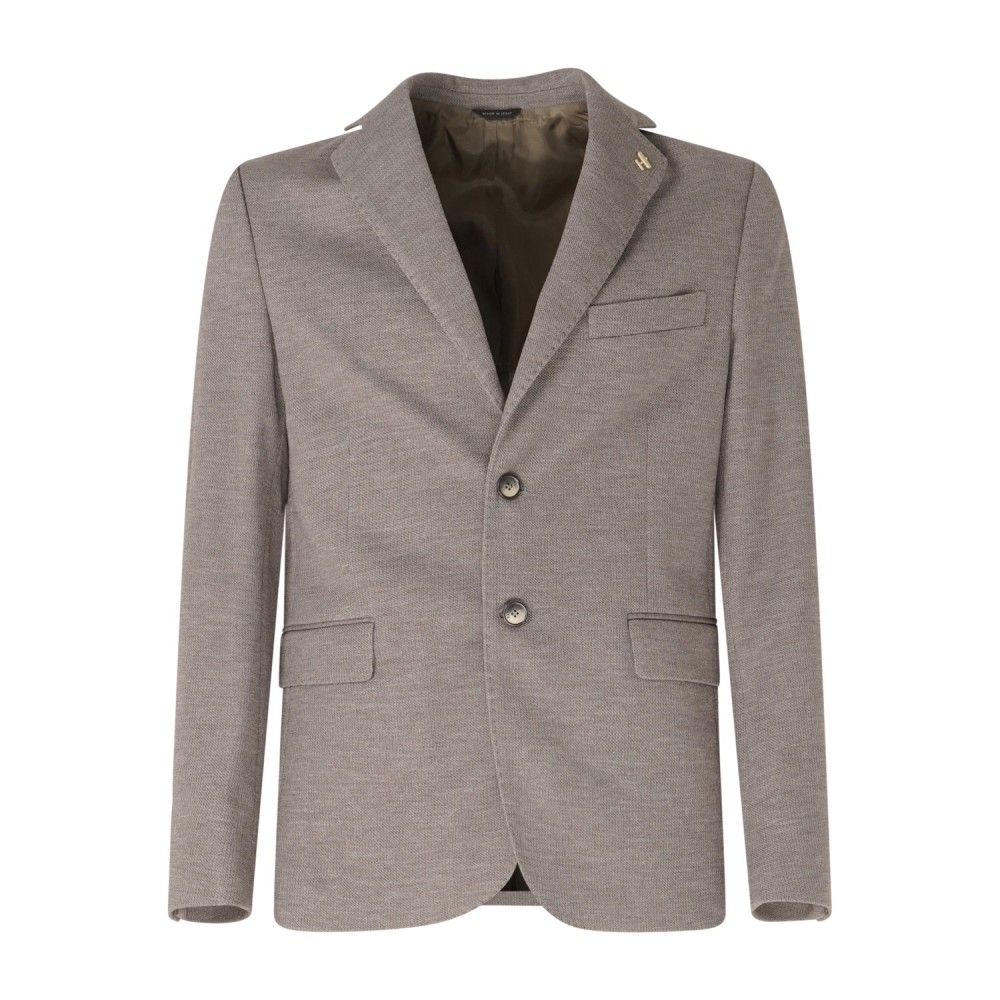 Havana & Co - Giacca marrone monopetto in jersey con lavorazione in Drop 4 per