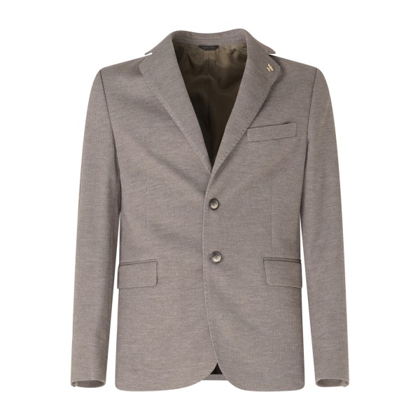 Havana & Co - Giacca marrone monopetto in jersey con lavorazione in Drop 4 per