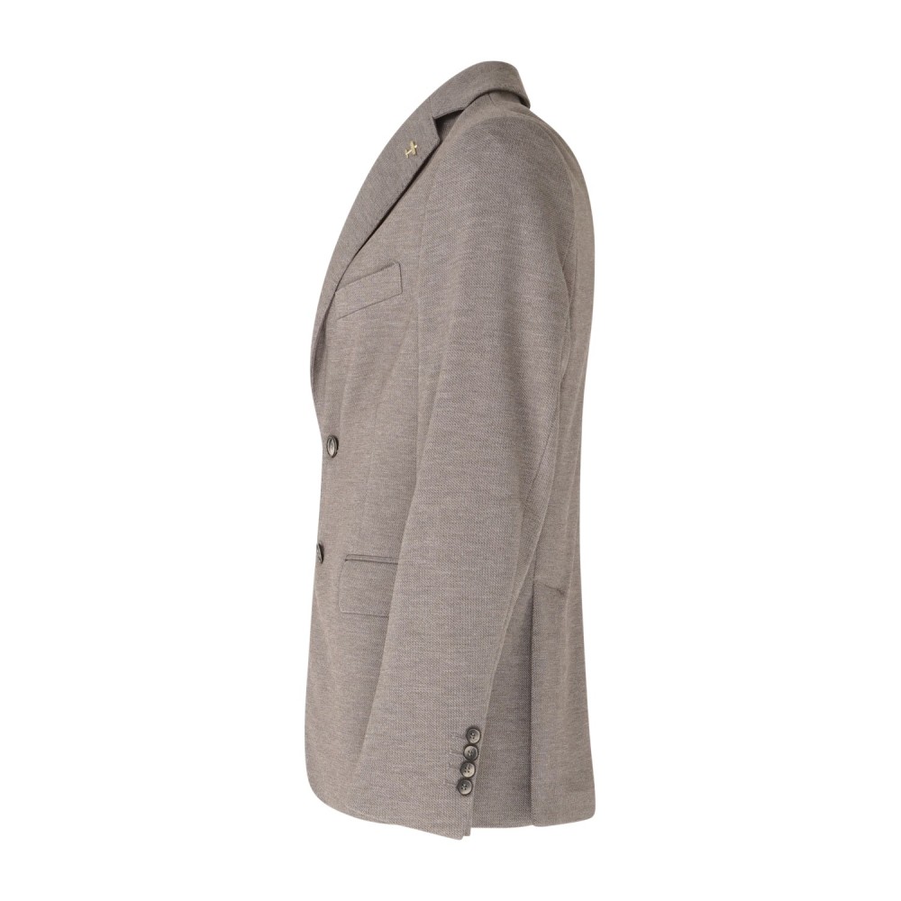 Havana & Co - Giacca marrone monopetto in jersey con lavorazione in Drop 4 per