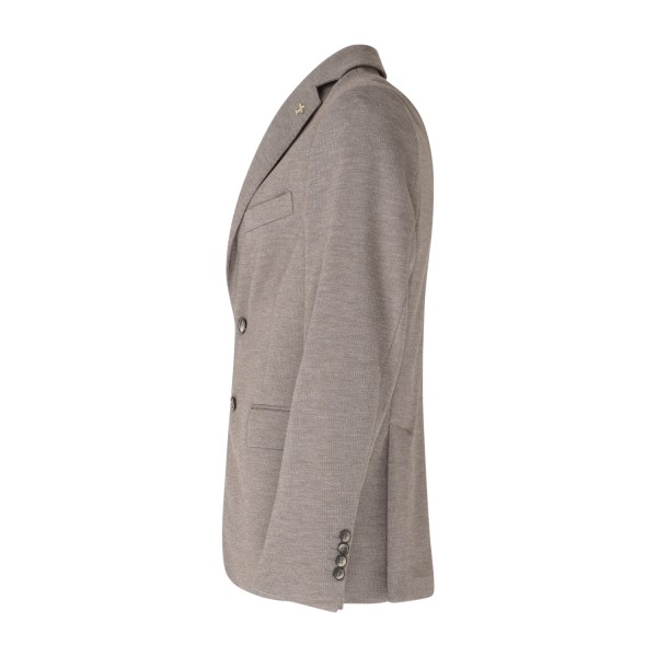 Havana & Co - Giacca marrone monopetto in jersey con lavorazione in Drop 4 per