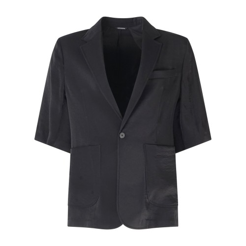 Daniele Alessandrini - Giacca nera monopetto mezza manica relaxed fit per uomo