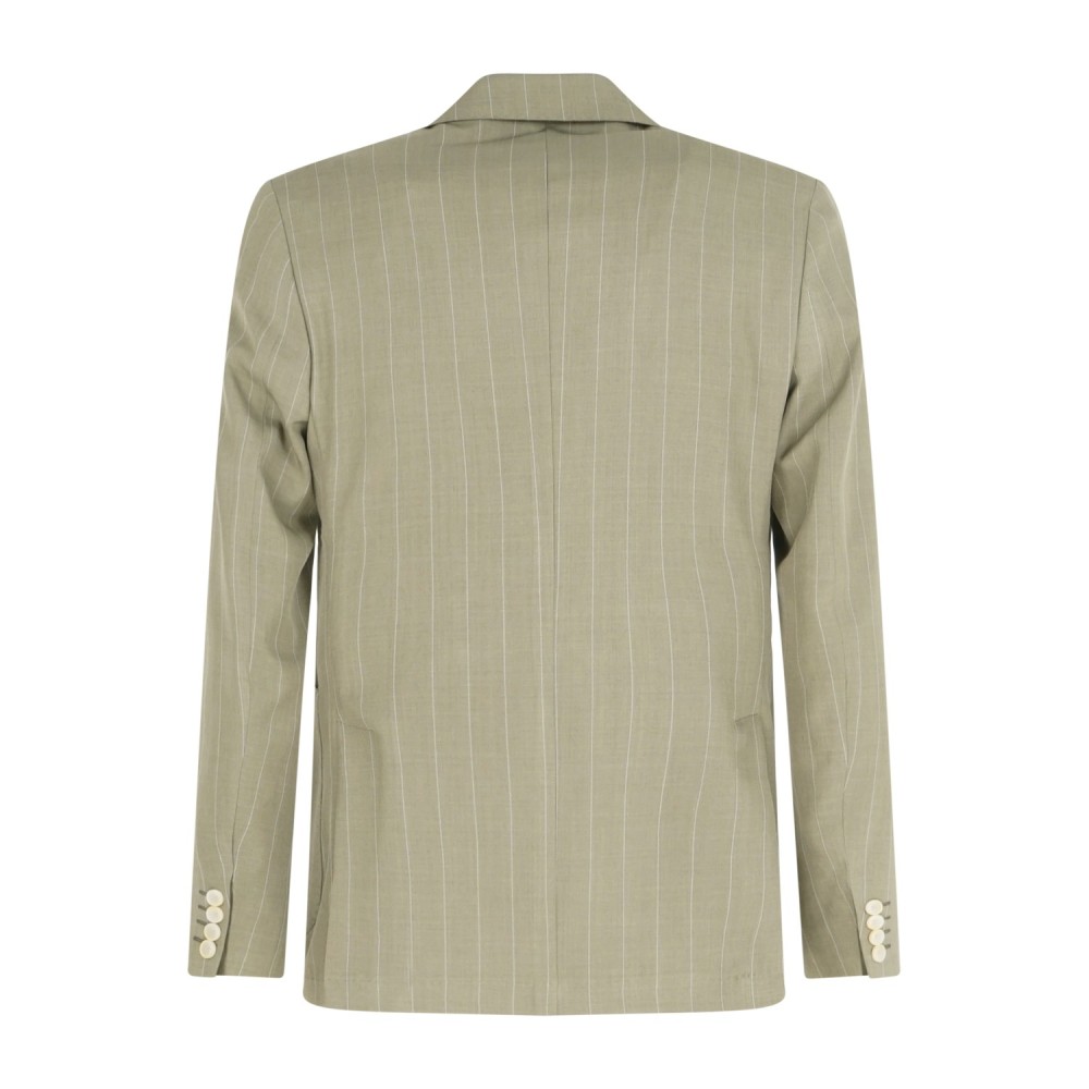 Alessandro Gilles - Abito verde rigato monopetto sfoderato tasca a toppa per