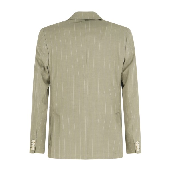 Alessandro Gilles - Abito verde rigato monopetto sfoderato tasca a toppa per