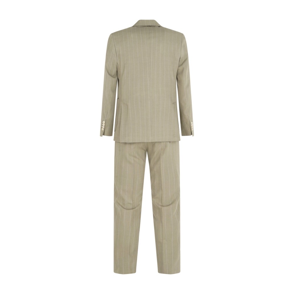Alessandro Gilles - Abito verde rigato monopetto sfoderato tasca a toppa per