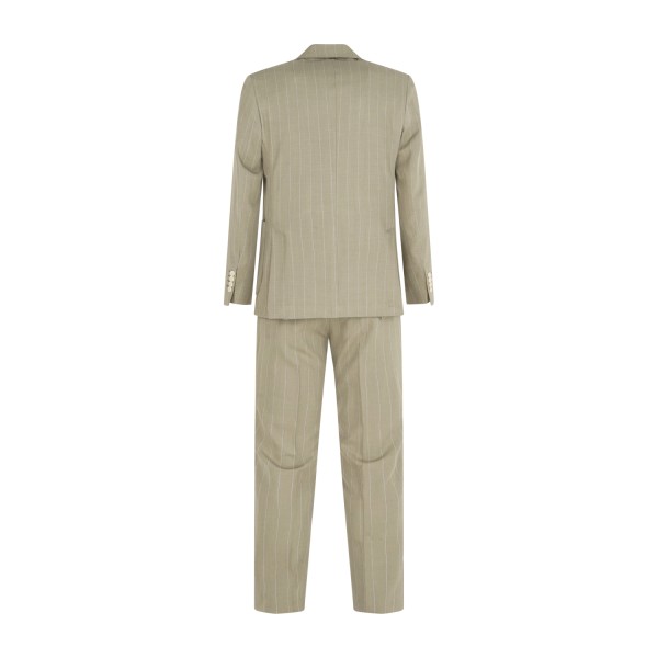 Alessandro Gilles - Abito verde rigato monopetto sfoderato tasca a toppa per