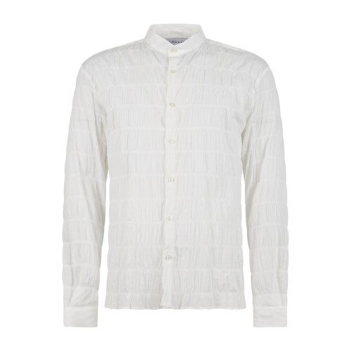 Marsem - Camicia bianca coreana over effetto plissettato per uomo | c014ss26