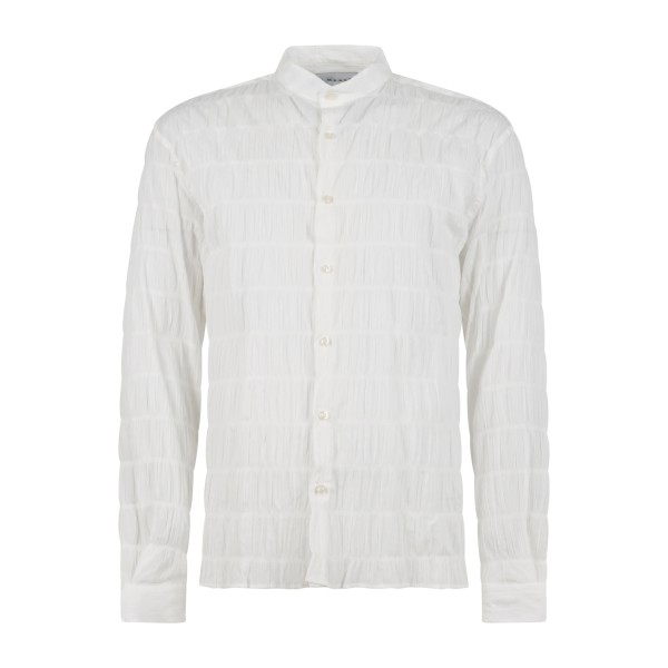 Marsem - Camicia bianca coreana over effetto plissettato per uomo | c014ss26