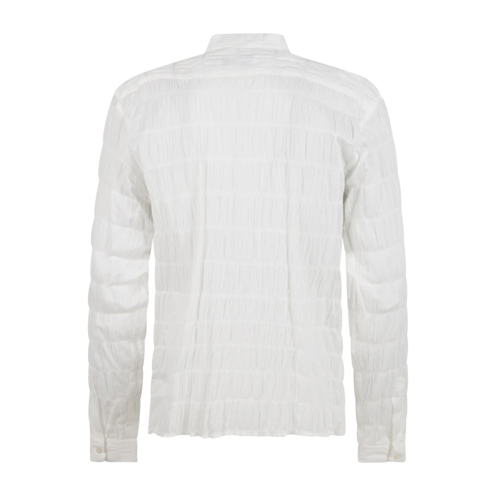 Marsem - Camicia bianca coreana over effetto plissettato per uomo | c014ss26