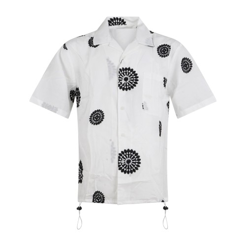 Daniele Alessandrini - Camicia bianca manica corta con ricami all over a