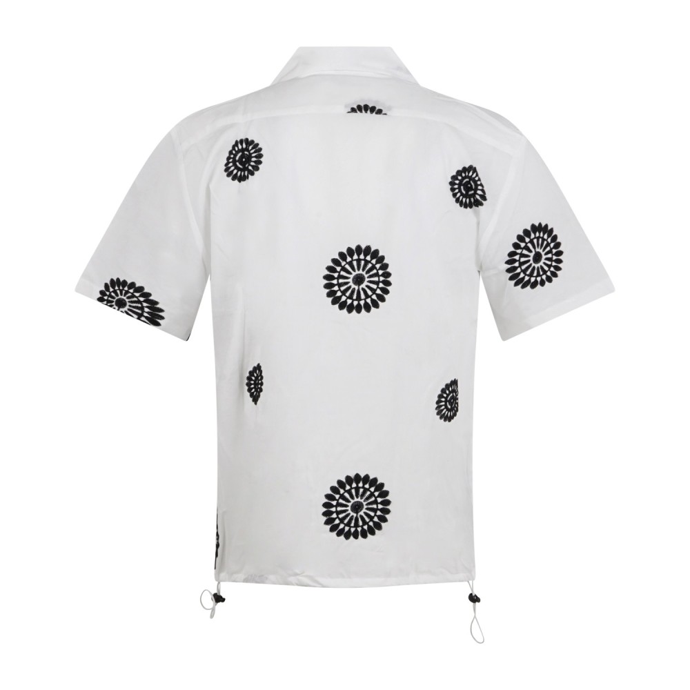 Daniele Alessandrini - Camicia bianca manica corta con ricami all over a