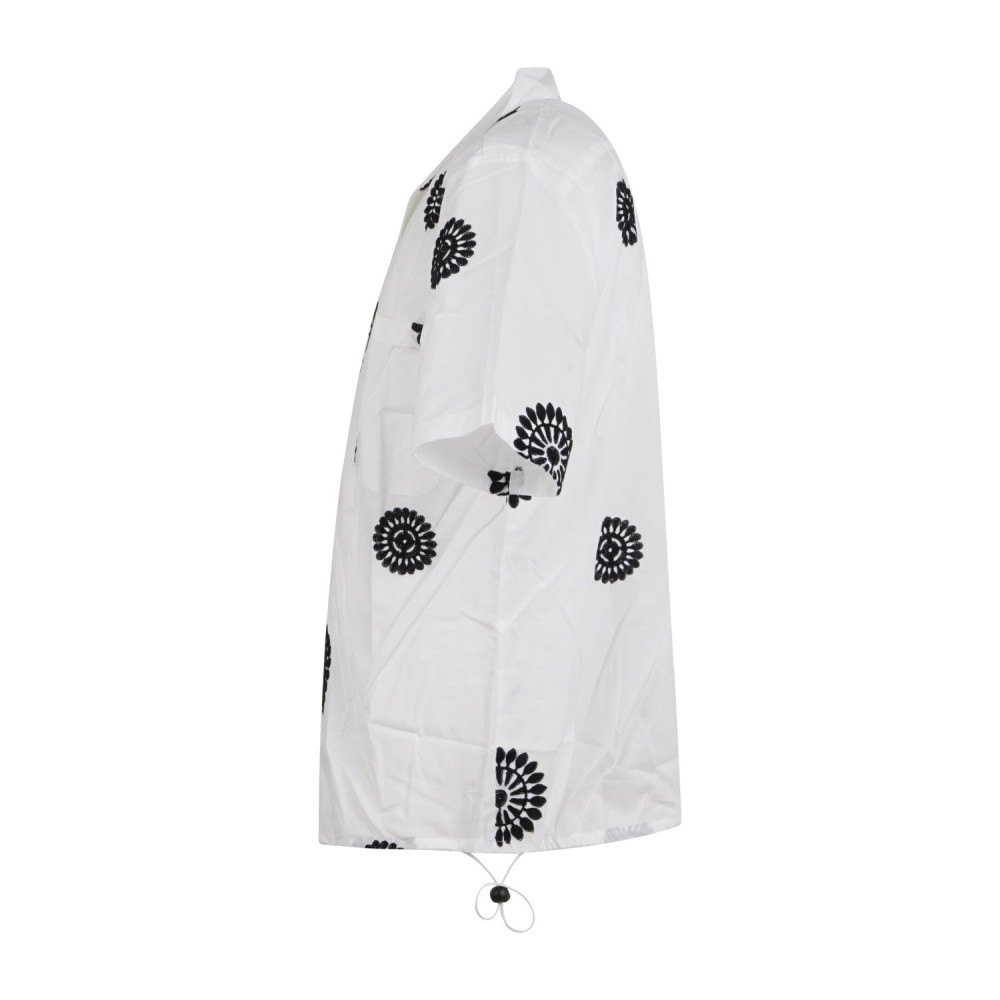 Daniele Alessandrini - Camicia bianca manica corta con ricami all over a