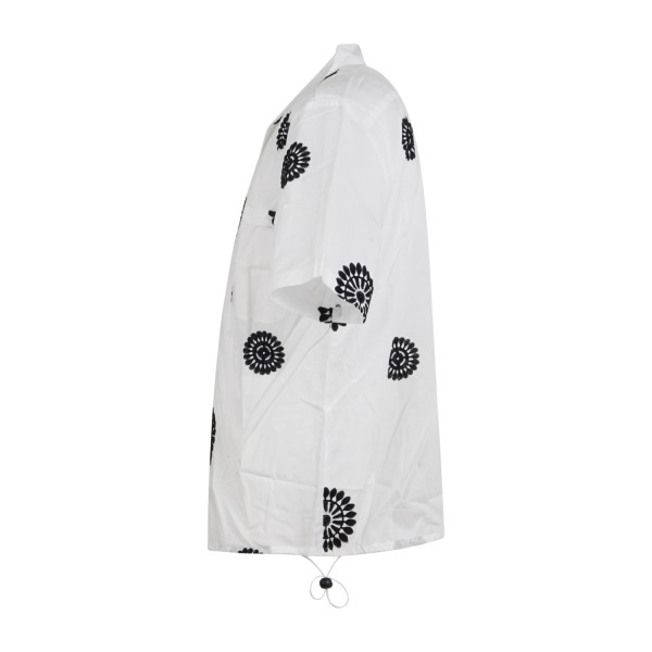 Daniele Alessandrini - Camicia bianca manica corta con ricami all over a