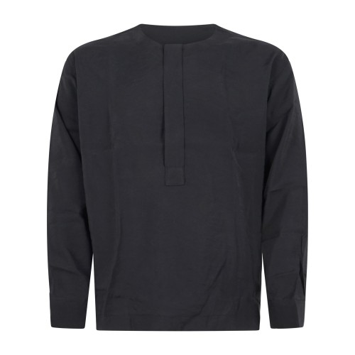 Daniele Alessandrini - Camicia nera coreana con abbottonatura coperta relaxed