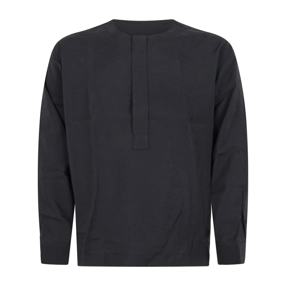 Daniele Alessandrini - Camicia nera coreana con abbottonatura coperta relaxed