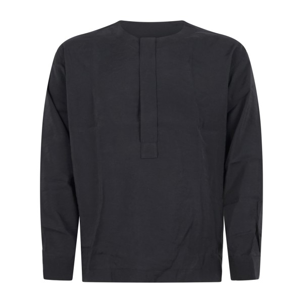 Daniele Alessandrini - Camicia nera coreana con abbottonatura coperta relaxed