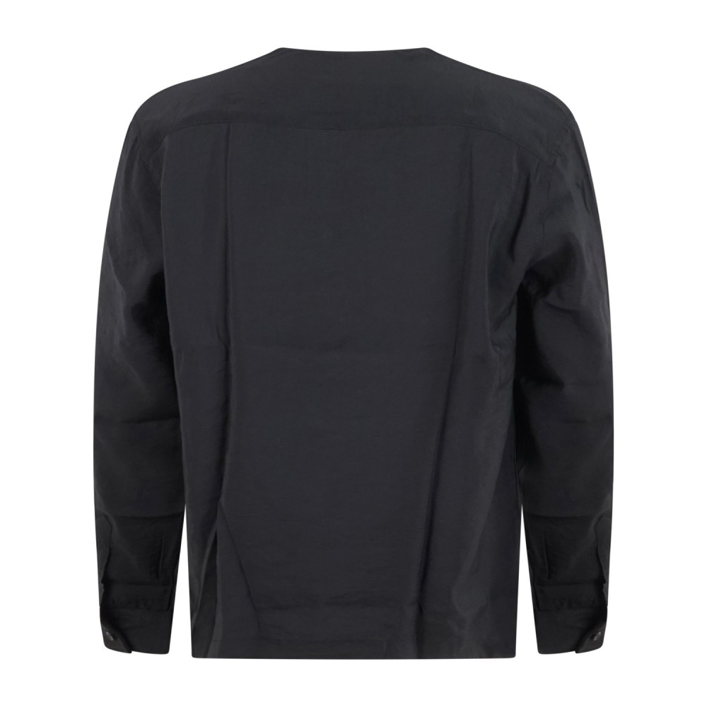 Daniele Alessandrini - Camicia nera coreana con abbottonatura coperta relaxed