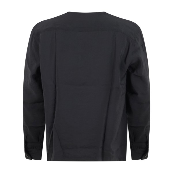 Daniele Alessandrini - Camicia nera coreana con abbottonatura coperta relaxed