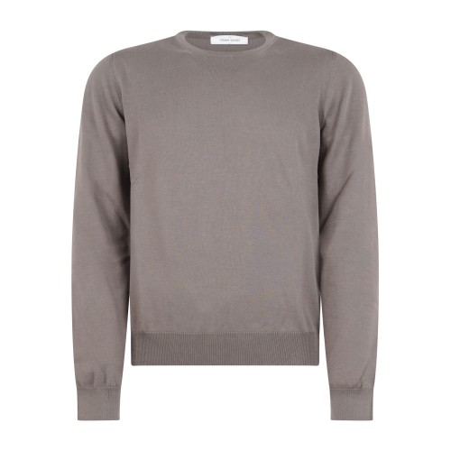 Gran Sasso - Maglione girocollo marrone in cotone per uomo | paricollo m/l