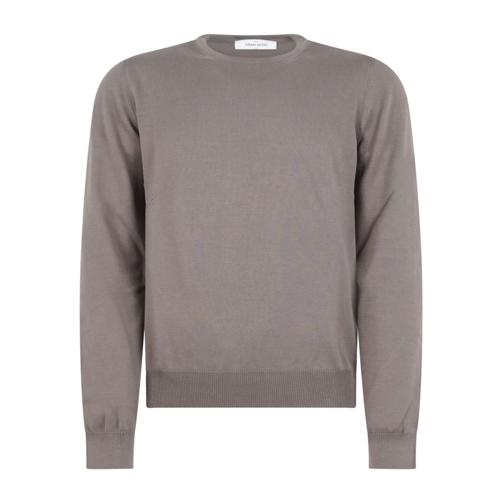 Gran Sasso - Maglione girocollo marrone in cotone per uomo | paricollo m/l