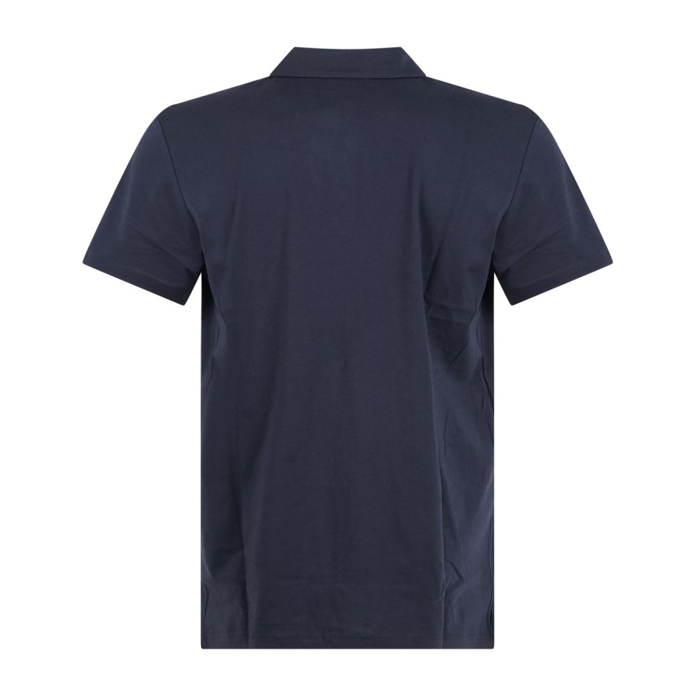 Emporio Armani - Polo blu manica corta effetto liscio con patch logo per uomo |